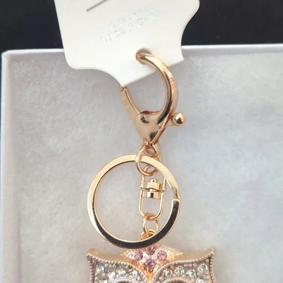Rhinestone Owl Bag Charm - Picture 2 of 4